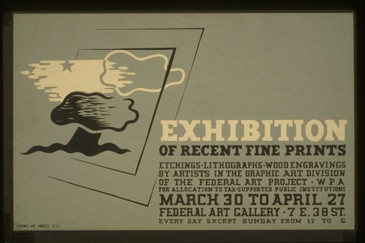 Exhibition of recent fine prints Etchings, lithographs, wood engravings by artists in the Graphic Art Division of the Federal Art Project, WPA : For allocation to tax-supported public institutions.