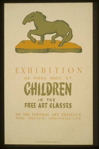 Exhibition of work done by children in the free art classes of the Federal Art Project Works Projects Administration