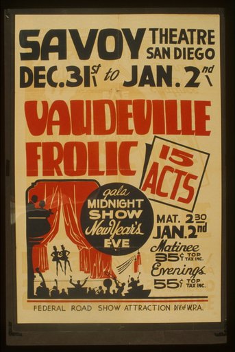"Vaudeville frolic" 15 acts : Gala midnight show New Year's eve.
