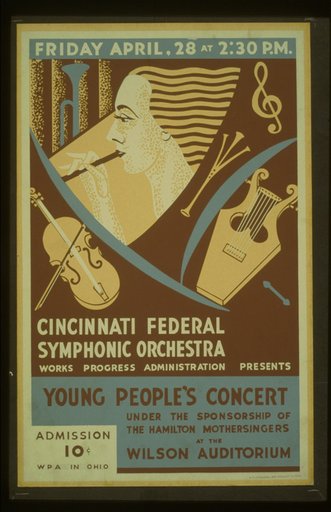 Cincinnati Federal Symphonic Orchestra, Works Progress Administration presents young people's concert under the sponsorship of the Hamilton Mothersingers at the Wilson Auditorium