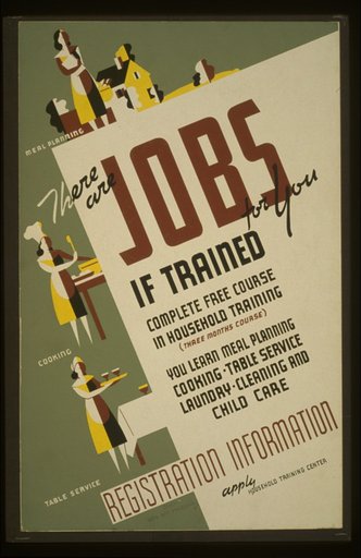 There are jobs for you, if trained Complete free course in household training : You learn meal planning , cooking, table service, laundry, cleaning and child care.