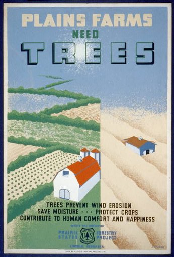 Plains farms need trees Trees prevent wind erosion, save moisture ... protect crops, contribute to human comfort and happiness /