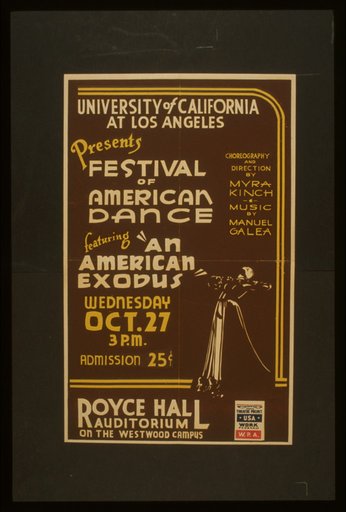 University of California at Los Angeles presents festival of American dance featuring "An American exodus"