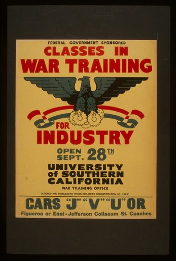 Federal government sponsored classes in war training for industry