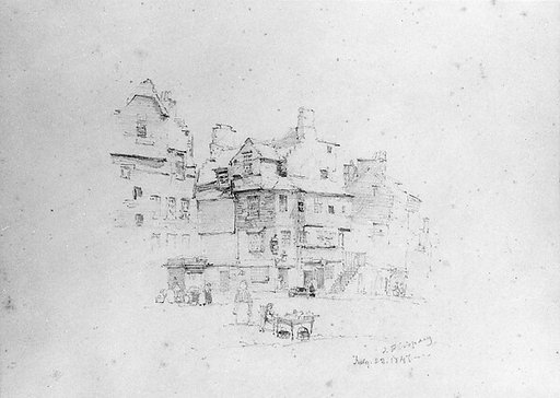 Village Square with Figures, Doune, Scotland (?) (from Cropsey Album)