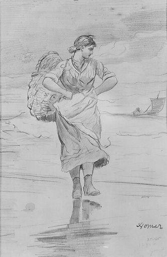 A Fisher Girl on Beach (Sketch for Illustration of "The Incoming Tide")