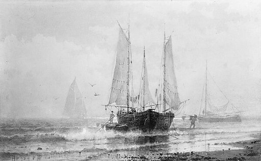 Seascape—Fishing Boats by the Shore