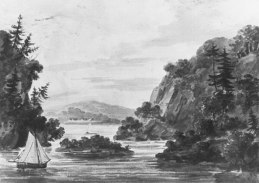View on the Hudson River (Copy after Engraving by Weld and S. Springsguth in Weld, Travels Through the States of North America, 1807)