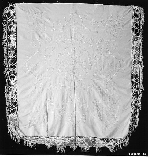 Embroidered whitework coverlet