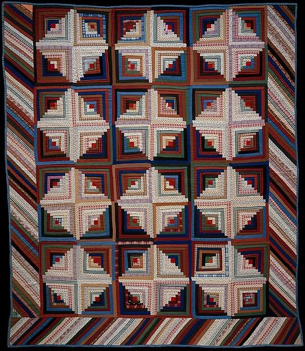 Quilt, Log Cabin pattern, Light and Dark variation