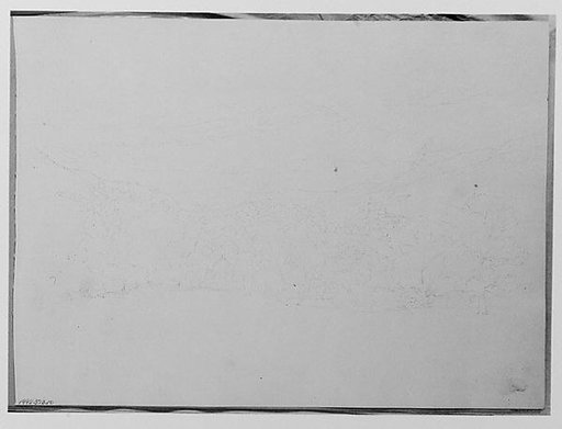 View Across a Field to Farmhouse Amid Trees Backed by Hills (from Sketchbook)