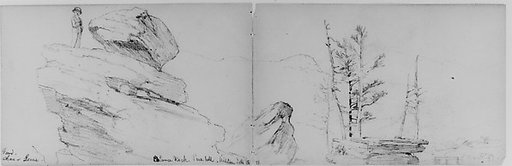 Balance Rock, Pine Hill, Walton, 1871  (from Sketchbook)