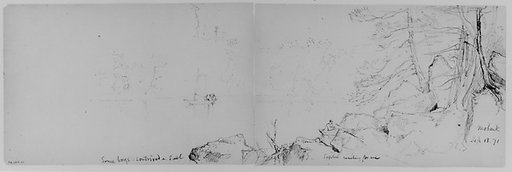 Sailboat on Lake; Figure on Shore, 1871 (from Sketchbook)