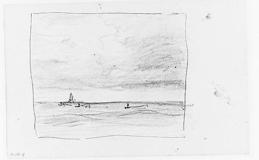 Four Boats on Water (Long Island Sound?) (from Sketchbook)