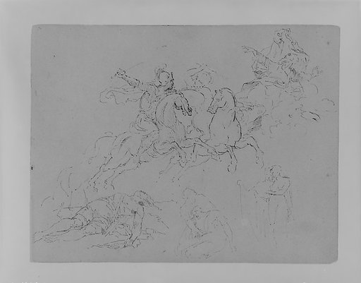 Five Figure and Group Sketches, Including Two Battling Equestrains, and Dead Warior (from Sketchbook)