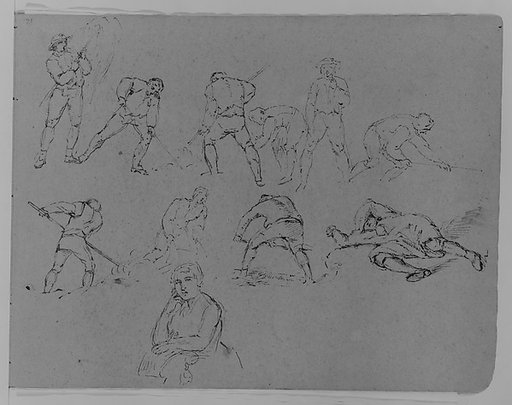 Farm Workers, Most Baling Hay; Leaning Woman, Bust Length (from Sketchbook)