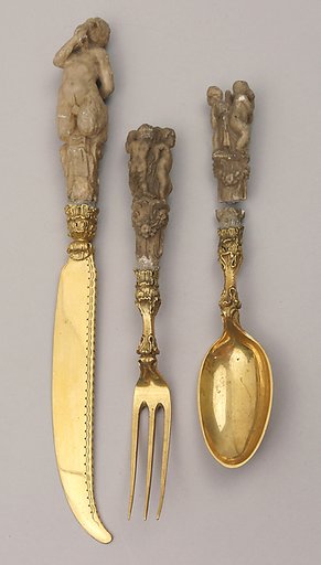 Knife, fork, and spoon