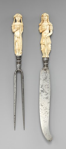 Fork with carved handle in the form of Diana