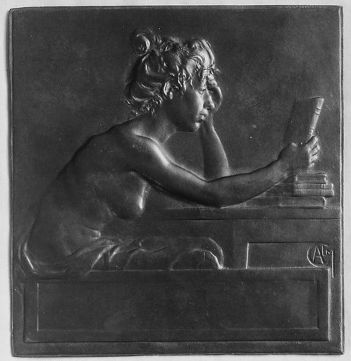 Known as "The Book Cover", enlargement of a plaquette-medal for the Societé des Amis des Livres