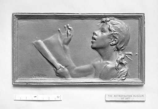 Nude bust of girl singing with animation (Le Chant) (one of a pair of designs for box-covers)