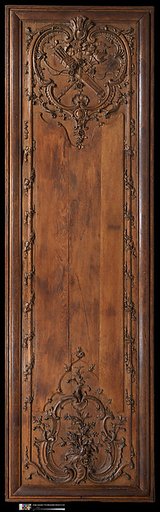 Panel with flaming torch, bow and quiver (one of a pair)