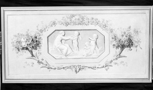 Nymphs and cupids in an octagonal medallion