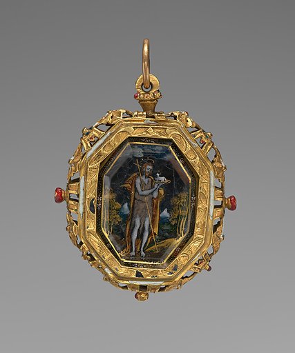 Pendant reliquary with depiction of the Virgin Mary and St. John the Baptist