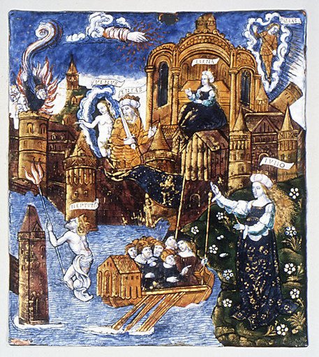 The Fall of Troy; Helen Takes Refuge in the Sanctuary of Vesta; Venus Counsels Aeneas; Juno Encourages the Greeks (Aeneid, Book II)