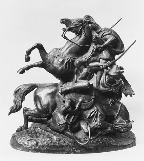 Two Mounted Arabs Killling a Lion