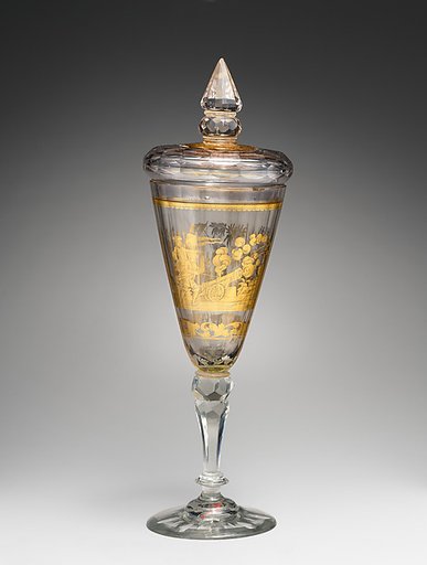 Standing cup with cover with scene of siege of fortress