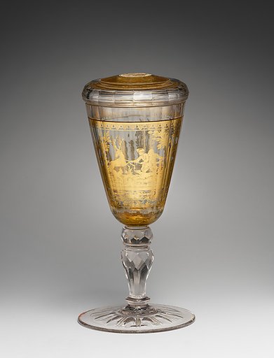 Standing cup with cover with scene of stag hunt