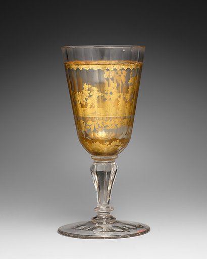 Standing cup with hunting scene