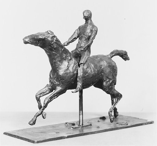 Horse with Jockey; Horse Galloping, Turning the Head to the Right, the Feet Not Touching the Ground