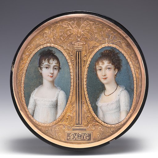 Box with portraits of two sisters