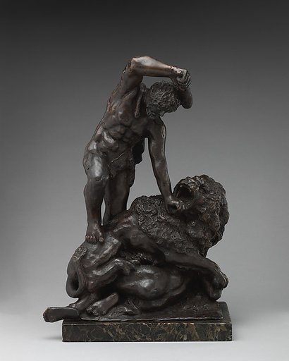 Two Men Fighting a Lion