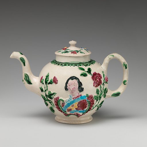 Teapot with portrait of the Young Pretender, Prince Charles Edward Stuart (1720–1788)