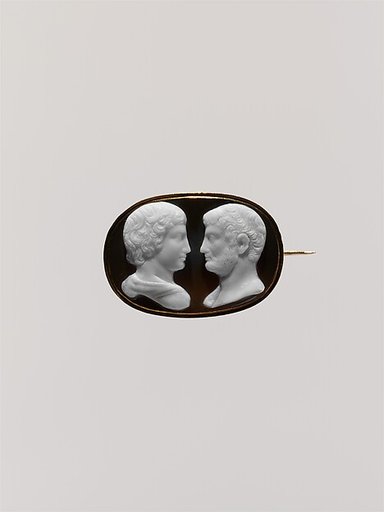 Confronted busts of the Emperor Hadrian (Publius Aelius Hadrianus, 76–138) and his favorite, Antinous (d. 130)