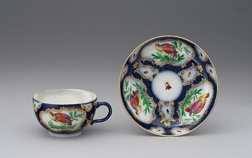 Cup and saucer in the style of Worcester