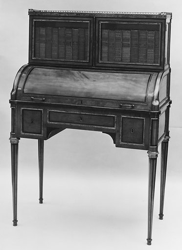 Cylinder-fall desk with cabinet top