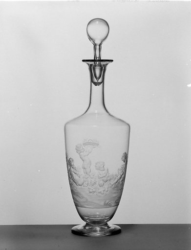 Decanter with scene of children harvesting grapes (Autumn) (one of a pair)