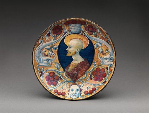 Shallow bowl with a bearded saint