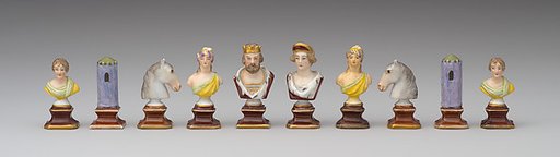 "Battle of blondes and brunettes" chessmen (32)