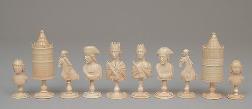Frenchmen and African chessmen (32) and box