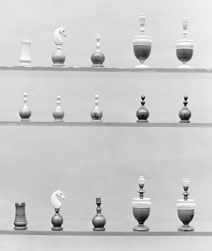 Chessmen, board, and box