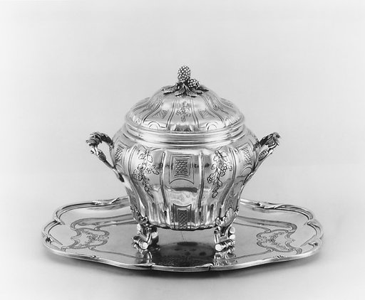 Sugar bowl with cover and tray
