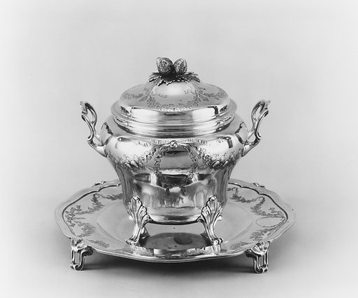 Sugar bowl with cover and tray