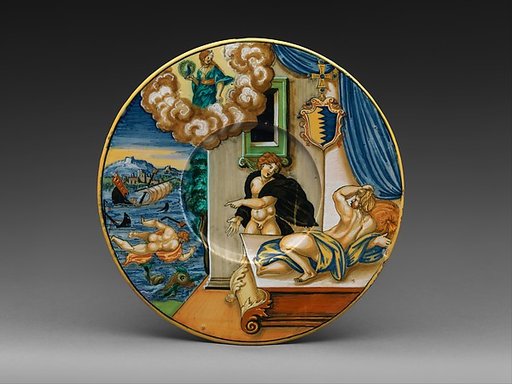 Plate with The Vision of Alcyone and arms of Jacopo Pisaro