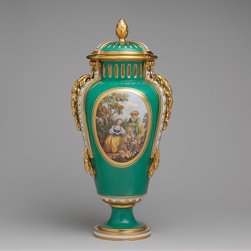 Vase with cover (vase à bandes) (one of a pair)