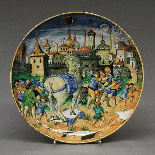 Dish depicting the Trojan Horse