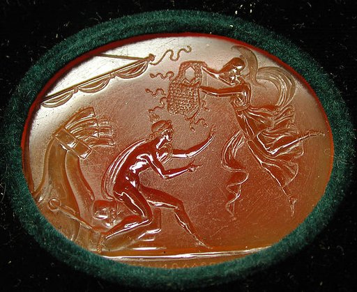 Minerva throwing her aegis over Achilles